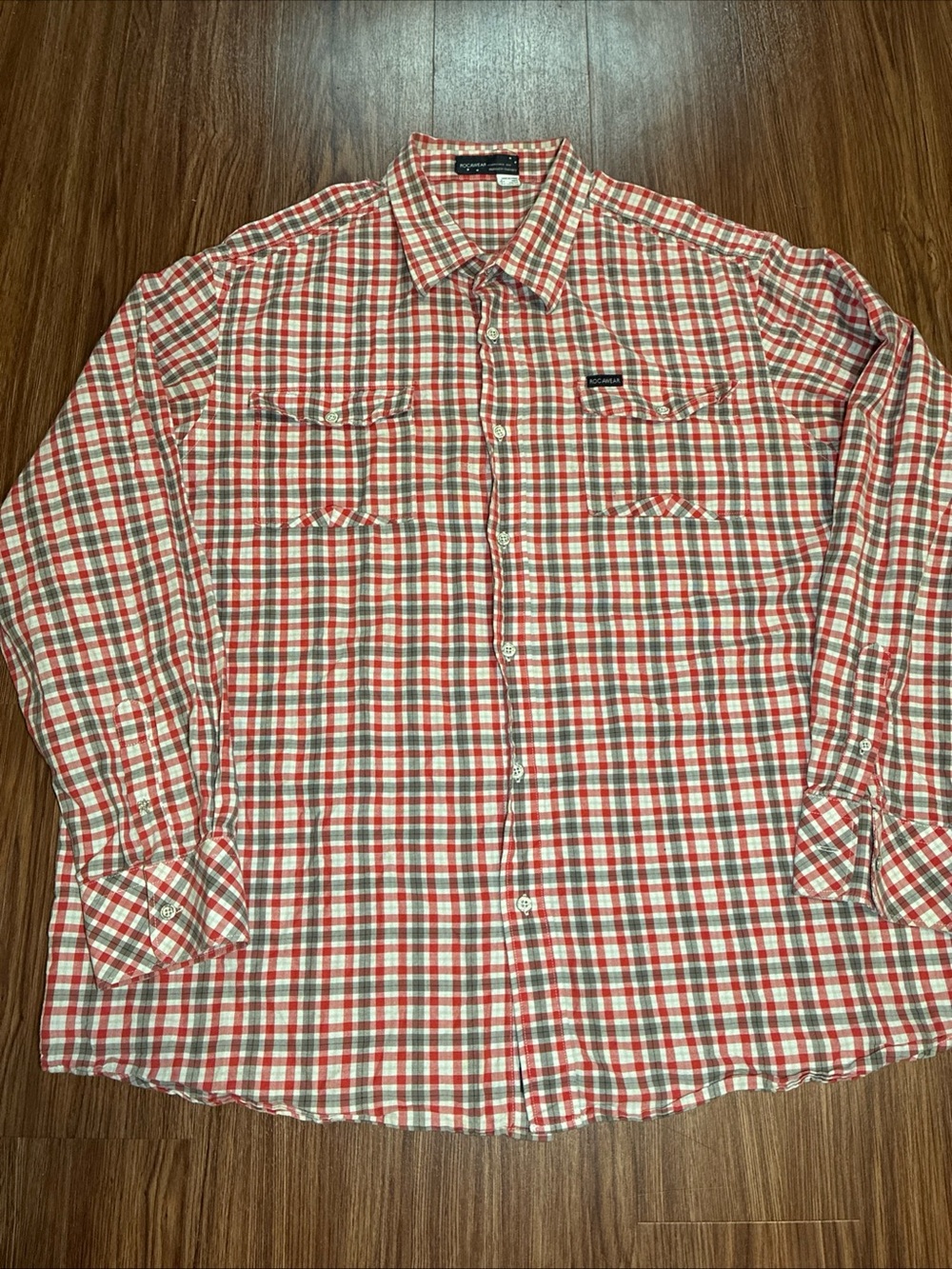Rocawear  Red And Black Striped Long Sleeve Button Up Shirt Size 3XL